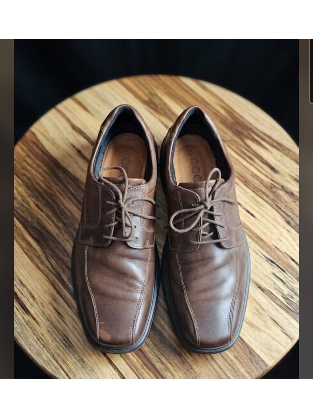 Ecco Brown Leather Bike Toe Lace Oxford Comfort Shoe Men EU 46  US 12/12.5